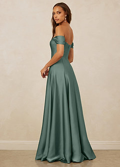 Christian Siriano Bridal for Azazie 1002 Bridesmaid Dresses Sea Moss A-Line Off the Shoulder Stretch Satin Convertible Dress image3
