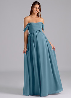 Azazie Saige Suknie dla druhen ciążowych Linia A Pofałdowany Szyfon Długość podłogi Sukienka image4