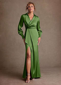 Azazie Jacinta Klänningar till brudens mor Klä Tubklänning i Stretch Satin Plisserad Basilika image1