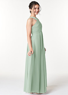 Azazie Kaleigh Junior A-Linie Plissee Chiffon Kleid Agave image5