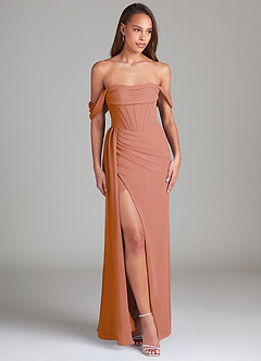 Azazie Amyra Jurken voor bruidsmeisjes Converteerbaar Jurk van Chiffon met Kolom Off the Shoulder Meer Gesneden image4