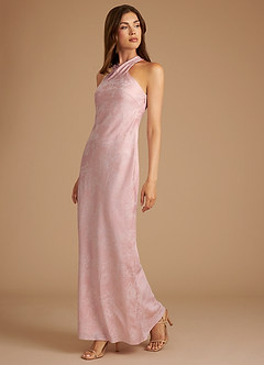 Azazie Doretta Vestidos de damas de honor Vestido de Flor Rosa Pastel de Florecer de Corte Sirena con Plisado image3