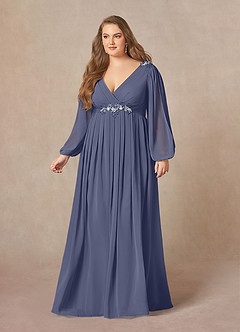 Azazie Gypsy Abiti per la Madre della Sposa Abito A-Line in Chiffon con Scollo a V e Paillettes Stormy image7