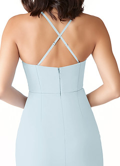 Azazie Ollie Abiti da Damigella Abito Tubino in Chiffon Elasticizzato Increspato Azzurro image5