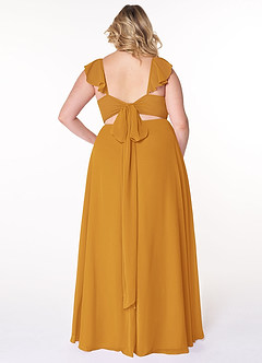 Azazie Everett Bridesmaid Dresses Butterscotch A-Line V-neck Ruched Chiffon Dress image7