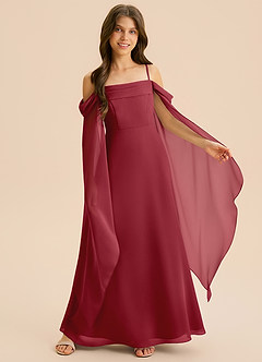 Azazie Moana Junior Linia A Pofałdowany Szyfon Długość podłogi Młodsza druhna Sukienka image6