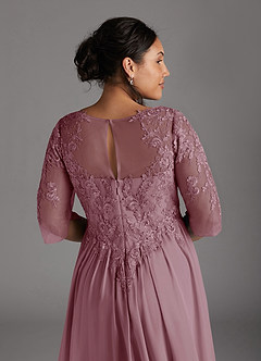 Azazie Mirielle Mother of the Bride Dresses Vintage Mauve A-Line Scoop Lace Chiffon Dress image11