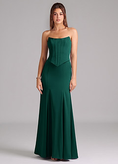 Azazie Ximena Bridesmaid Dresses Emerald Mermaid Corset Stretch Satin Convertible Dress image3