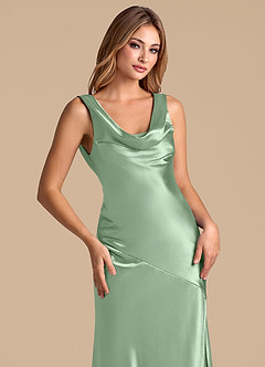 Azazie Rylina 신부 들러리 드레스 인어 메탈릭 새틴 바닥 길이 드레스 image7