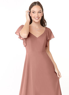 Azazie Syenna 신부 들러리 드레스 A라인 쉬폰 플로어 길이 드레스 image5