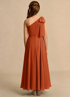 Azazie Guppy Girls Formal Flower Girl Dresses Burnt Orange A-Line One Shoulder Chiffon Dress image2