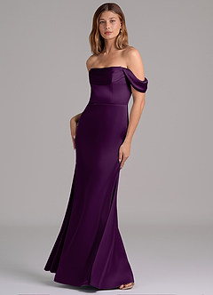 Azazie Miley Bridesmaid Dresses Grape Mermaid Off the Shoulder Stretch Satin Convertible Dress image5