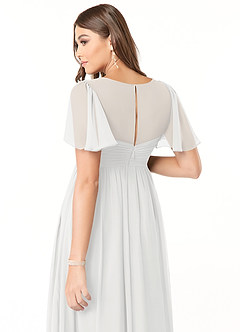 Azazie Verna Äitiys morsiusneito mekot A-linja V-kaula rypytetty Sifonki Lattian pituus Pukeutua image6