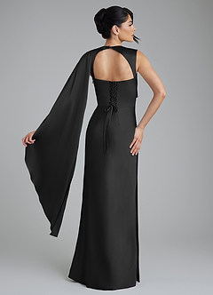 Azazie Taj Robes de demoiselle d'honneur Robe Sirène en Satin extensible Corset Noir image2