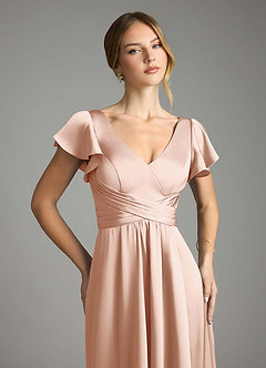Azazie Omari Bridesmaid Dresses Rose Gold A-Line Stretch Satin Dress image6