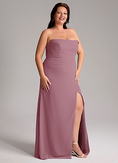 Azazie Leonis Bridesmaid Dresses Vintage Mauve Sheath Strapless Chiffon Convertible Dress image14