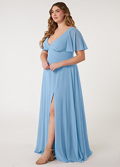 Azazie Kimber Jurken voor bruidsmeisjes Jurk van Chiffon met A-Lijn Flounce mouwen Poederblauw image9