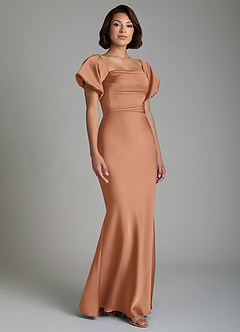 Azazie Lea Bridesmaid Dresses Bronzer Mermaid Off the Shoulder Stretch Satin Convertible Dress image9