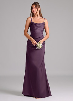 Azazie Lucille Bridesmaid Dresses Plum Mermaid Strapless Stretch Satin Convertible Dress image7
