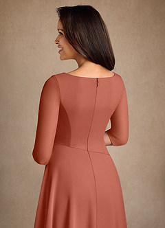 Azazie Durant Vestidos para mãe da noiva Vestido Argila de Chiffon de Linha A com Plissado image5