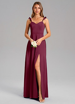 Azazie Everett Bridesmaid Dresses Mulberry A-Line Stretch Satin Dress image5