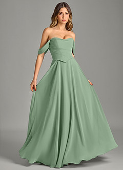 Azazie Chelsey Schlussverkauf Wandelbar A-Linie Schulterfrei Chiffon Kleid Lemon Sorbet image5