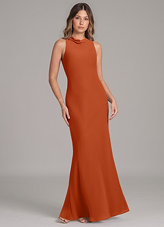 Azazie Allettie Brautjungfernkleider Meerjungfrau-Linie Chiffon Kleid Gebranntes Orange image6