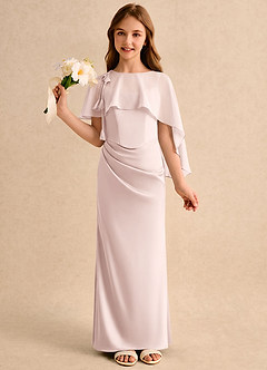 Azazie Bowie Girls Formal Abiti da Ragazza di Fiori Abito Sirena in Raso Elasticizzato Plissettato Rosa Rossore image1