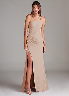 Azazie Eren Bridesmaid Dresses English Rose Sheath One Shoulder Chiffon Dress image3