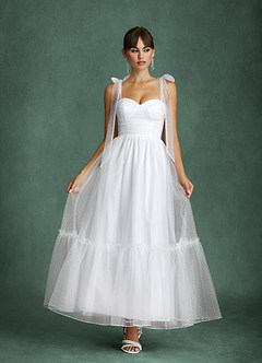Azazie Angelica Wedding Dresses Diamond White A-Line Sweetheart Neckline Tulle Dress image1