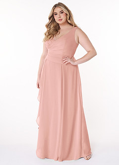 Azazie Kori Bridesmaid Dresses Rosette A-Line Pleated Chiffon Dress image8