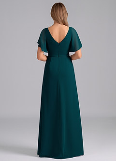 Azazie Ambrosia Robes de demoiselle d'honneur Robe Trapèze en Mousseline de soie Plissée Vert Pin image6