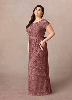Azazie Dorit Mother of the Bride Dresses Desert Rose Sheath Scoop Lace Dress image8