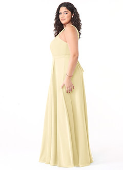 Azazie Dixie Bridesmaid Dresses Lemon Sorbet A-Line Halter Pleated Chiffon Dress image8
