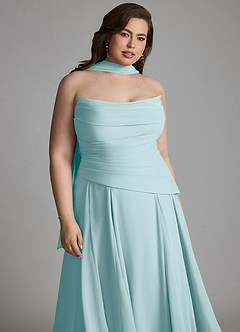 Azazie Gabriela Brautjungfernkleider A-Linie Korsett Chiffon Kleid Seegrün image21