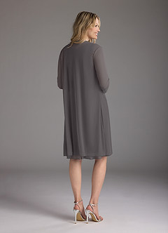 Azazie Sunny Mother of the Bride Dresses Steel Grey A-Line Pleated Mesh Dress image4