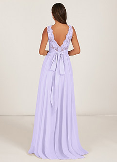 Azazie Gertrude Bridesmaid Dresses Lilac A-Line Lace Chiffon Dress image2