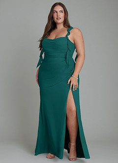 Azazie Jessamine Bridesmaid Dresses Peacock Mermaid Corset Chiffon Dress image11