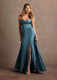 Tyla Azure Blue Pleated Maxi Dress image4