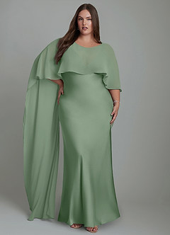 Azazie Stefania Brautjungfernkleider A-Linie Stretch-Satin Kleid Matcha image9