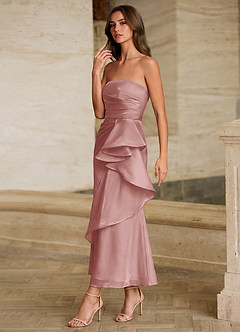 Ottilie Pink Satin Faced Chiffon Ruffled Maxi Dress image3