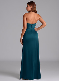 Azazie Claudelle Suknie dla druhen Syrena Bez ramiączek Satyna elastyczna Do ziemi Sukienka image7