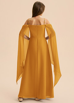 Azazie Moana Junior Linia A Pofałdowany Szyfon Długość podłogi Młodsza druhna Sukienka image5