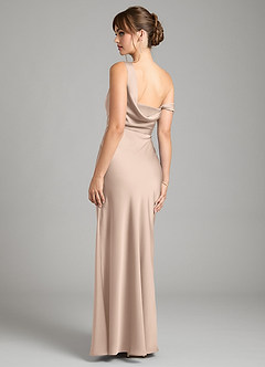 Azazie Madelyn Robes de demoiselle d'honneur Robe Sirène Convertible en Satin extensible Asymétrique Rose Anglais image2