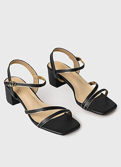 front Sandalen mit Knöchelriemen und mittlerem Absatz