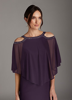 Azazie Junibee Mother of the Bride Dresses Plum Sheath Sequins Mesh Dress image2