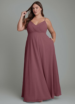 Azazie Amani Bridesmaid Dresses Sangria A-Line Pleated Chiffon Dress image9