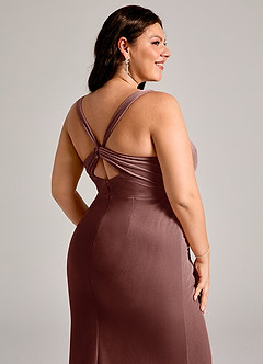 Azazie Mero Abiti da Damigella Abito Sirena in Velluto Plissettato Espresso image9