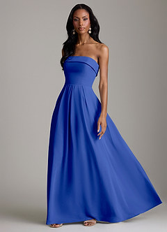 Azazie Lucienne Bridesmaid Dresses Royal Blue A-Line Strapless Chiffon Convertible Dress image5