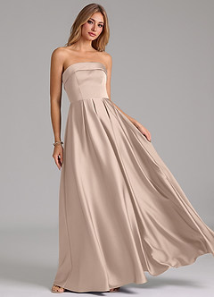 Azazie Lucienne Vestidos de damas de honor Vestido Rosa Inglesa de Satén Elástico de Línea A Convertible con Palabra de honor image8